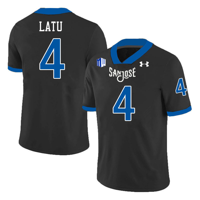 #4 Taniela Latu SJSU Jersey,San Jose State Spartans Football Jersey College Uniforms-Black